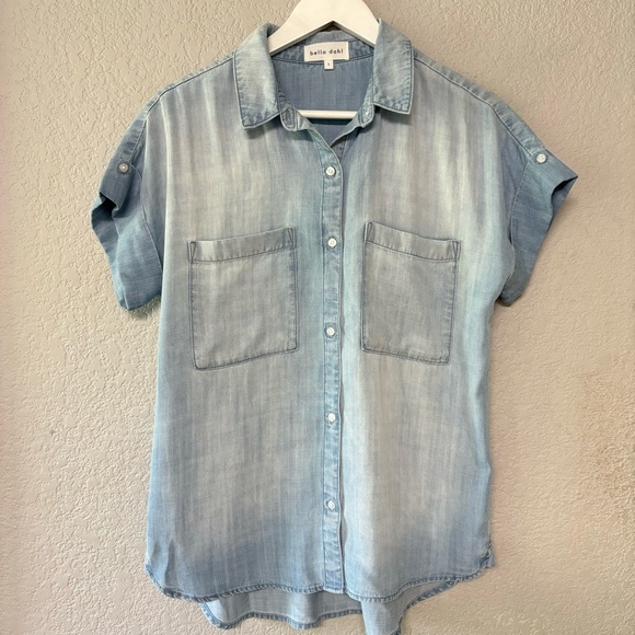 Bella Dahl Chambray Short Sleeve‎ Top Size M - Picture 1 of 4